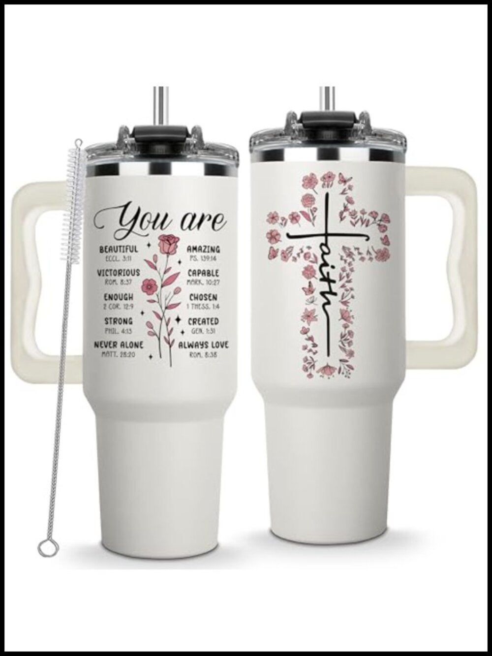 Christian Gifts for Women Stainless Steel 40oz Tumbler with Handle